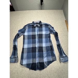 Hugo Boss Men’s Slim Fit Blue Plaid Button Down Shirt Size L